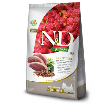 Cухой корм для кастрированных собак мелких пород Farmina N&D QUINOA NEUTERED MINI с уткой, киноа, брокколи и спаржей F_179484 фото