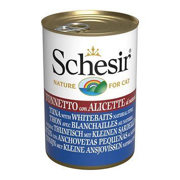 Консерви для котів Schesir Tuna with Whitebaits з тунцем та анчоусами в бульйоні 270214 фото