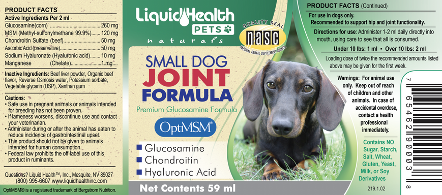Глюкозамін для суглобів собак маленьких порід Liquid Health Small Dog Glucosamine Joint Formula, 59 мл LH-0017 фото