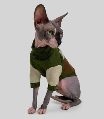 Светр для котiв в'язаний CAT коричневий хакі SC-11 SC-11/2 фото