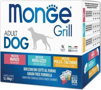 Влажный корм для собак Monge Dog GRILL MIX треска/индейка с курицей/говядина Monge_70017510 фото