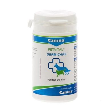 Вітаміни для котів та собак Canina «PETVITAL Dеrm-Caps» 100 капсул, 40 г (для шкіри та шерсті) 702121 AD фото