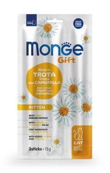 Лакомство для котят Monge Gift Cat Kitten форель с ромашкой Monge_70085243 фото
