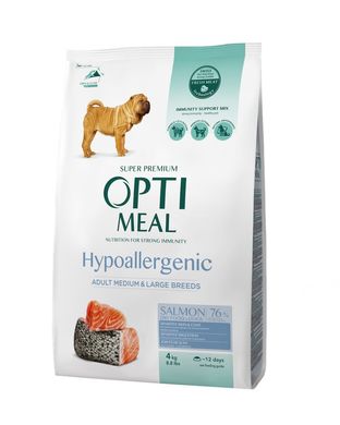 Гіпоалергенний сухий корм для дорослих собак середніх та великих порід OptiMeal Adult Dogs Hypoallergenic Medium and Large Breeds Salmon з лососем B1721701 фото