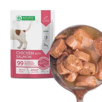 Вологий корм для собак для здорової шкіри та шерсті Nature&rsquo;s Protection Adult Skin&Coat Chicken with Salmon з куркою і лососем NPUPF63660 фото