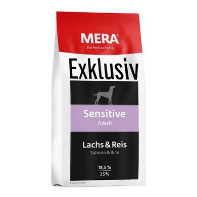 Сухий корм для собак з чутливим травленням Mera Exclusiv Sensitive Adult Lachs-Reis з лососем та рисом 4025877725555 фото