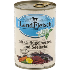 Консервы для собак LandFleisch с птичьим сердцем, сайрой и свежими овощами, цена | Фото