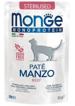 Влажный корм для кошек Monge Cat MONOPROTEIN Sterilised 100% говядина Monge_70013741 фото