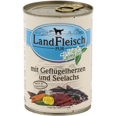 Консерви для собак LandFleisch з пташиним серцем, сайра і свіжими овочами LF-0025009 фото