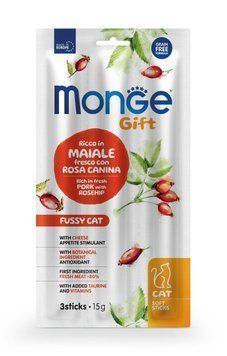 Лакомство для кошек Monge Gift Fussy Cat свинина с шиповником и сыром Monge_70085250 фото