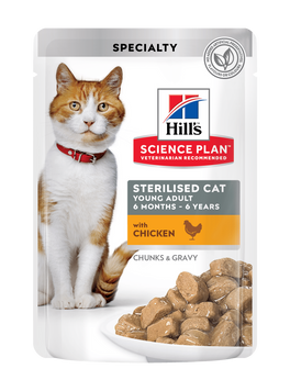 Вологий корм для стерилізованих молодих дорослих котів Hill&rsquo;s SCIENCE PLAN Young Adult Sterilised з куркою Hills_603992 фото