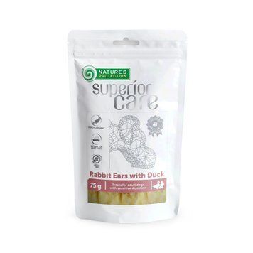 Ласощі для собак, кролячі вуха з качкою, Nature's Protection Superior Care Snacks For Dogs Rabbit Ears With Duck 75г SNK46119 фото