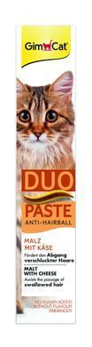 Паста для кошек с чувствительным пищеварением GimCat DUO PASTE Anti-hairboll malt with cheese мальт и сыр, 50 г G-427218 фото