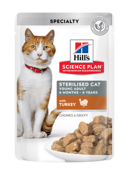 Вологий корм для стерилізованих молодих дорослих котів Hill&rsquo;s SCIENCE PLAN Young Adult Sterilised з індичкою Hills_604013 фото