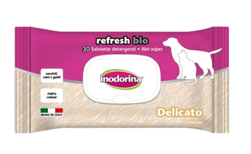 Влажные биоразлагаемые котоновые салфетки Inodorina Refresh Bio Delicato 30 шт. 230.0050.004 фото