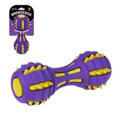 Игрушка для собак BronzeDog Jumble Звуковая гантель 17,5 см фиолетово-желтая 145Y003/Т фото