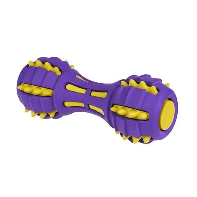 Игрушка для собак BronzeDog Jumble Звуковая гантель 17,5 см фиолетово-желтая 145Y003/Т фото