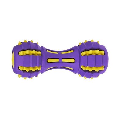 Іграшка для собак BronzeDog Jumble Звукова гантель 17,5 см фіолетово-жовта 145Y003/Т фото