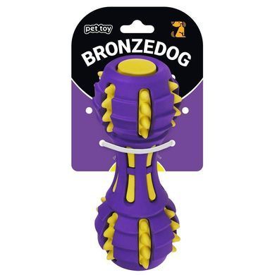 Іграшка для собак BronzeDog Jumble Звукова гантель 17,5 см фіолетово-жовта 145Y003/Т фото