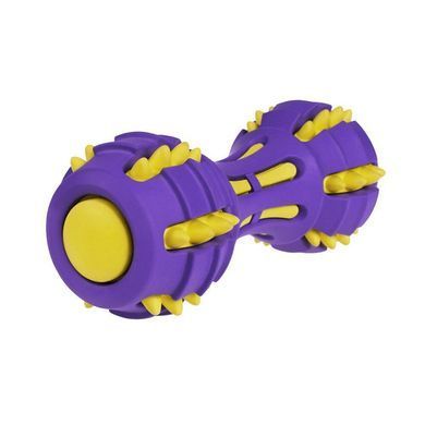 Іграшка для собак BronzeDog Jumble Звукова гантель 17,5 см фіолетово-жовта 145Y003/Т фото