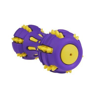 Іграшка для собак BronzeDog Jumble Звукова гантель 17,5 см фіолетово-жовта 145Y003/Т фото