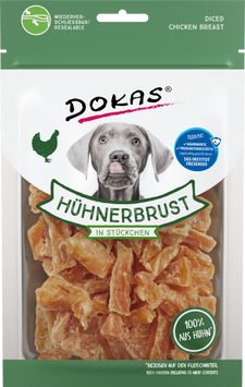 Куряча грудка шматочками Dokas для собак, 70 г 200038 фото