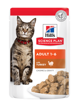 Влажный корм для взрослых кошек Hill's SCIENCE PLAN Adult с индейкой, 85г Hills_604004 фото