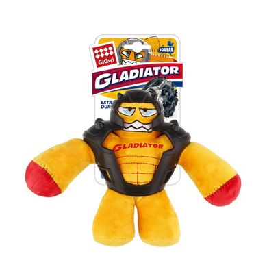 Іграшка для Собак Gigwi Gladiator в Гумовою Бронею з пищалкою Жовтий 20 см Gigwi8045 фото