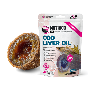 Функціональні ласощі для собак дрібних порід LK Baits Pet Nutrigo Cod Liver Oil Mini з олією печінки тріски (&Oslash; 15 мм), 75 г 7777034 фото