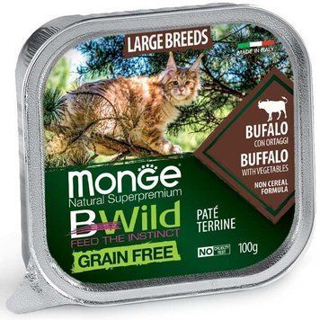 Беззерновий вологий корм для котів великих порід з 2-х місяців Monge Cat Bwild Grain Free Wet буйвол Bwild_70012850 фото