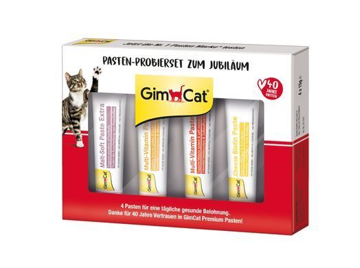 Бокс юбилейный с пастами GimCat PASTEN-PROBIERSET ZUM JUBILAUM для кошек 60 г (4 шт х 15 г) G-431086***** фото