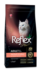 Сухой корм для котов, которые живут в помещении и выведения шерсти Reflex Plus Anti-Hairball Adult Cat Food with Salmon с лососем, цена | Фото