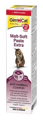Набор: паста GimCat Every Day Malt-Soft Paste Extra для кошек для выведения шерсти из желудка 200 г и витамин. таблетки Gim Cat Gras Bits травяные шарики 10 г G-427447 фото
