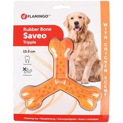 Резиновая игрушка для собак Flamingo Rubber Flexo Saveo Triple Bone Chicken 519525 фото