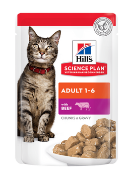 Вологий корм для дорослих кішок Hill's SCIENCE PLAN Adult з яловичиною, 85г Hills_603999 фото