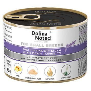 Консервований корм Dolina Noteci Premium для цуценят, юніорів собак маленьких порід з печінкою кролика та язиком оленя DN 185 (441) фото