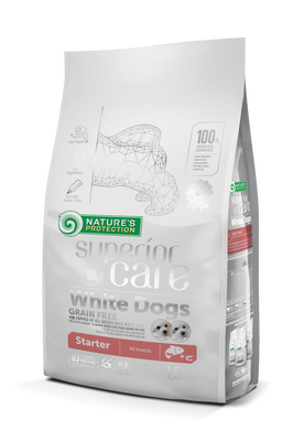 Сухой беззерновой корм для щенков (стартер) с белым окрасом шерсти, все породы Superior Care White Dogs Grain Free Starter All Breeds 1.5кг NPSC45669 фото