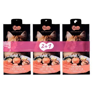 Сет смаколиків для котів Mavsy Creamy Treats Salmon+scallop+roe, 5x15g/Mavsy, Філе лосося у поєднанні з соковитимиг.ребінцями та червоною ікрою MAVSYCSS04 фото