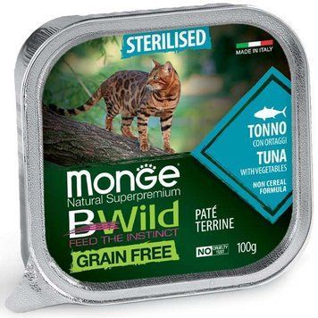 Беззерновой влажный корм для кошек Monge Cat Bwild Grain Free Wet Sterilised тунец с овощами Bwild_70012898 фото