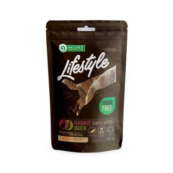 Ласощі для собак, кролячі вуха з качкою, Nature's Protection Lifestyle snacks for dogs, rabbit ears with duck, 75г SNK46136 фото