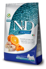 Беззерновой сухой корм Farmina N&D Grain Free OCEAN PUMPKIN для собак мелких пород с треской и апельсином PND0080042 фото