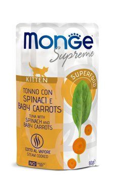 Вологий корм для кошенят MONGE CAT Kitten тунeць з шпинатом та молодою морквою Monge_70006835 фото