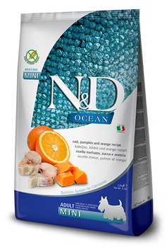Беззерновой сухой корм Farmina N&D Grain Free OCEAN PUMPKIN для собак мелких пород с треской и апельсином PND0080042 фото