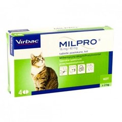Антигельминтные таблетки Virbac Milpro для кошек более 2 кг, цена | Фото