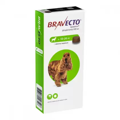 Bravecto (Бравекто) Таблетки від бліх і кліщів для собак від 10 до 20 кг Bravecto - 10 - 20 фото