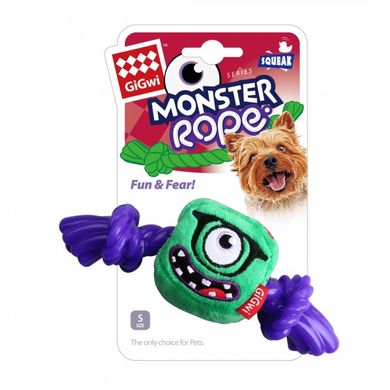 Іграшка для Собак Gigwi Monster Rope з пищалкою і Міцним Гумовим Канатом Зелений 18 см Gigwi8026 фото