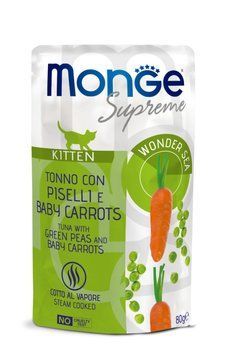 Вологий корм для кошенят MONGE CAT Kitten тунeць із зеленим горошком та молодою морквою Monge_70006866 фото