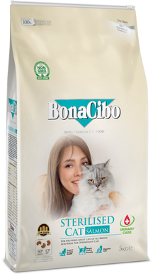 Сухий корм для стерилізованих котів BonaCibo Adult Cat Sterilised Salmon з лососем BC407028 фото