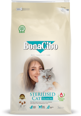 Сухий корм для стерилізованих котів BonaCibo Adult Cat Sterilised Salmon з лососем BC407028 фото