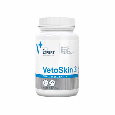 Пищевая добавка VetExpert VetoSkin Small breed&cat для поддержания здоровья кожи и качества шерсти у кошек и собак малых пород 208940 фото